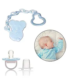 Safe-O-Kid Pacifier With Chain And Clip - Blue