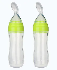Safe O Kid Silicone Squeezy Food Feeder Spoon Green Pack of 2 - 90 ml each