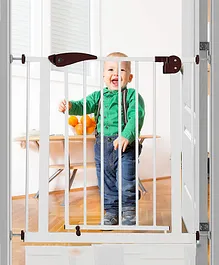 Safe O Kid Adjustable Safety Gate Covers with Auto Close & Secret Lock L 95 x B 75 cm - White & Black