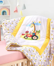 Babyhug Premium Cotton Quilt Giraff Print - Yellow