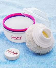 Babyhug Soft Powder Puff With Storage  - White & Pink