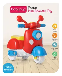 Babyhug Friction Powered Mini Scooter Toy for Early Developmental Skills - Red