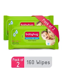 Babyhug Premium 98% Water Baby Wet Wipes Pack Of 2 - 80 Piece Each