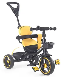 Babyhug Stalwart Plug & Play Tricycle With Parental Handle & Seat Cover - Yellow Black