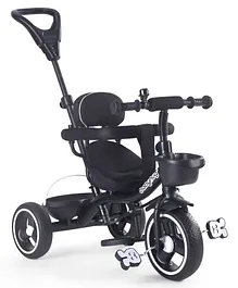 Babyhug Stalwart Plug & Play Tricycle With Parental Handle & Seat Cover - Black