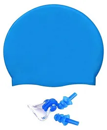 Axg New Goal Marine Swimming Cap & Ear Nose Plugs - Blue