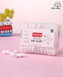 Babyhug Paper Stick Cotton Buds with Ear Drum Protection - 55 Pieces
