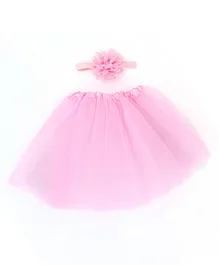 SYGA New Born Baby Girl Photography Tutu Skirt With Flower Headband - Pink