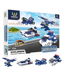 Webby 6 In 1 Police ABS Building Blocks Kit Multicolour - 169 Pcs