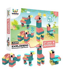 Webby 4 In 1 Land Animals ABS Building Blocks Kit Multicolour - 92 Pieces