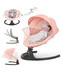 BAYBEE Automatic Electric Baby Swing Cradle with Adjustable Swing Speed Soothing Music | Baby Rocker with Mosquito Net Safety Belt & Removable Toys Swing for Baby - Pink