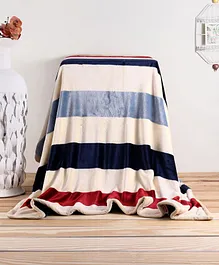 Babyhug Premium Reversible Plush Soft & Warm Double Layer Blanket Stripes - Multicolor