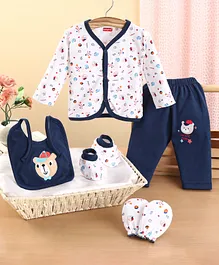 Babyhug Clothing Gift Set Sports Theme Navy Pack of 5- Blue & White