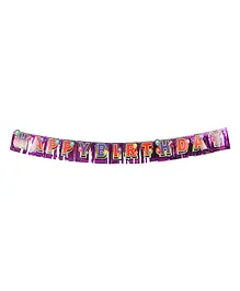 Party Anthem Happy Birthday Foil Background Banner Purple - Length 88.9 cm