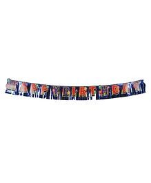 Party Anthem Happy Birthday Foil Background Banner Blue - Length 88.9 cm