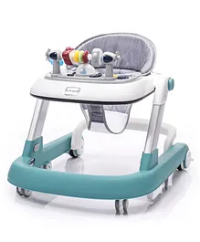 Babyhug Laugh & Learn Multifunctional 2 in 1 Baby Walker With anti Fall Protection & Adjustable Height Without Foot Mat- Light Green & White