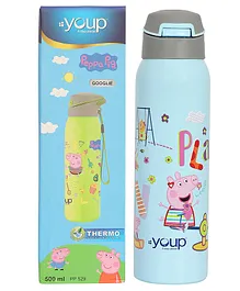 Youp Stainless Steel Blue Color Peppa Pig theme Kids Insulated Sipper Bottle GOOGLIE- 500 ml