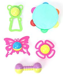 Prime BabyRattle with Dafli Pack of 5 (Colour & Design May Vary)