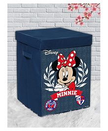 Disney By Kuber Mart Industries Minnie Mouse Print Foldable Laundry Basket with Handle & Lid 60 Litre - Navy Blue