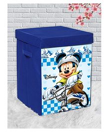 Disney By Kuber Mart Industries Mickey Mouse Print Foldable Laundry Basket with Handle & Lid 60 Litre - Blue