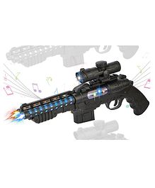 Fiddlerz Light and Sound Musical Double Barrel Pistol Gun Toy with Vibration and Laser Double Barrel Gun Toy - Black