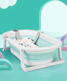 Babyhug Foldable Bath Tub with Printed Cushion - Green