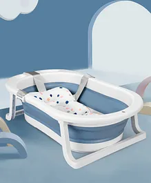 Babyhug Foldable Bath Tub with Printed Cushion - Blue