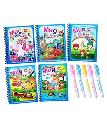 REZNOR Quick Dry Re Usable Magic Coloring Water Book with Magic Pen Pack of 5 (Color May Vary)