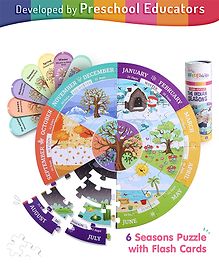 Intelliskills Premium 37 Pcs Indian 6  Seasons Jigsaw Puzzle with 6 Flash Cards|Fun Learning of 6 Seasons|Floor Puzzle for Kids|Educator Recommended