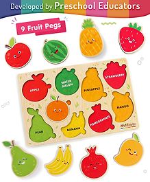 Intelliskills Wooden Hide N' Seek Fruits Puzzle|Shapes Matching Puzzle |Early Learning & Educational Board Puzzle - 9 Pieces