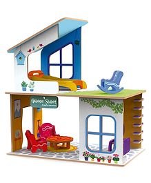 Webby DIY Greece Street Wooden Doll House - Multicolour