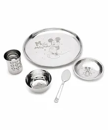 Ramson Mickey Mouse Stainless Steel Dinner Set of 5 Pieces - Silver