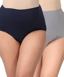 Morph Pack Of 2 Solid Maternity Post Delivery Period Panties - Navy Blue Grey
