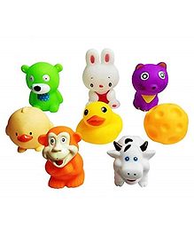 Enorme Colorful Chu Chu Mix Animal Shape Toy Non-Toxic Baby Squeeze Sound Bath Toy Pack of 8 (Color May Vary)