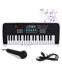 NEGOCIO  37 Keys Piano Keyboard for Beginners Musical Toy with Microphone - Black