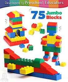 Intelliskills Premium 75 Jumbo Building Blocks|Large Multicolour Bricks|Infinite formations|Stack & Fix|Construction Activity Set|Educator Recommended