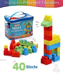 Intelliskills Premium 40 Mega Building Blocks|Large Multicolour Bricks|Infinite formations|Stack & Fix|Construction Activity Set|Educator Recommended