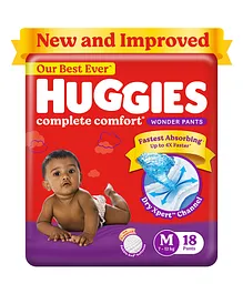 Huggies Wonder Pants India's Fastest Absorbing Diaper Medium Size Baby Diaper Pants- 18 Pieces