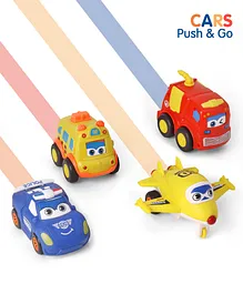 Power Rescue Vehicle Friction Powered Push & Go Toys Pack of 4 - Multicolor