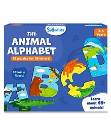 Skillmatics Animal Alphabet Puzzle - 52 Piece Jigsaw Puzzle for Preschoolers Educational Toy for Learning ABCs and Letters Gifts for Kids Ages 3 to 6