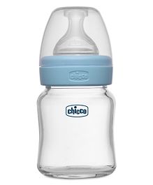 Chicco Well Being Glass Feeding Bottle Slow Flow Blue- 120 ml