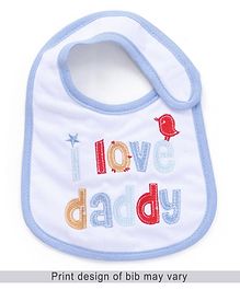 Babyhug Bib Velcro Closure I Love Daddy - White and Blue