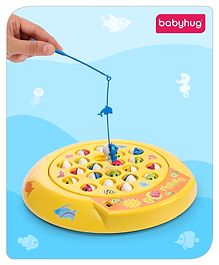 Babyhug Musical Fish Catching Game With Rotating Board 21 Fishes - Multicolour