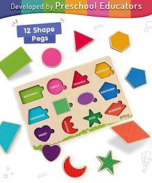 Intelliskills Wooden Hide N' Seek Shapes Puzzle |Shapes Matching Puzzle | Early Learning & Educational Board Puzzle - 12 Pieces