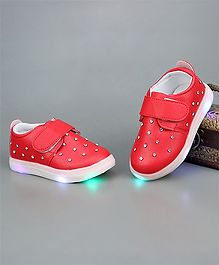 Little Maira Double Velcro Diamond Shoes - Cherry Red Little Maira Double Velcro Diamond Shoes - Cherry Red