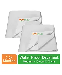 OYO BABY Waterproof Instant Dry Sheet Baby Bed Protector Extra Absorbent Crib Sheet Medium Size 100 x70 cm (Pack of 2) Best for 0 - 12 months baby