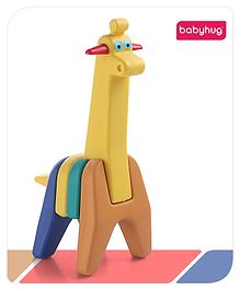 Babyhug 6 Pcs Little Giraffe Shape Stacking Toy| Improves Fine Motor Skills and Hand Eye Co-ordination| Pre-School Montessori Learning Toy for 2-4 Years Kids| Gifting Toy| Child Safe Material| BIS Certified