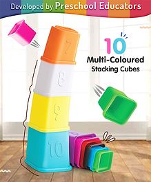 Intelliskills Stacking Cubes | Multicoloured Nesting & Sequencing Toy for Infants & Preschoolers | 10 Numbered Shapes Pieces | BIS Certified | Educator Approved