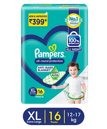 Pampers All Round Protection Diaper Style Pants Lotion With Aloe Vera Extra Large - 16 Pieces
