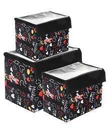 Disney By Kuber Mart Industries  Minnie Mouse Storage Box With Transparent Lid & Handle Pack of 3 - Black